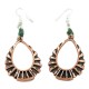 Certified Authentic Handmade Navajo Natural Turquoise Native American Pure Copper Dangle Earrings 18213-2