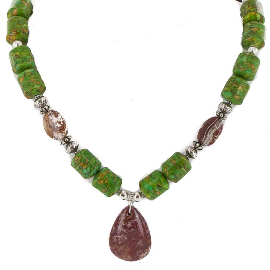Certified Authentic Navajo .925 Sterling Silver Agate Heishi Native American Necklace  750199-1