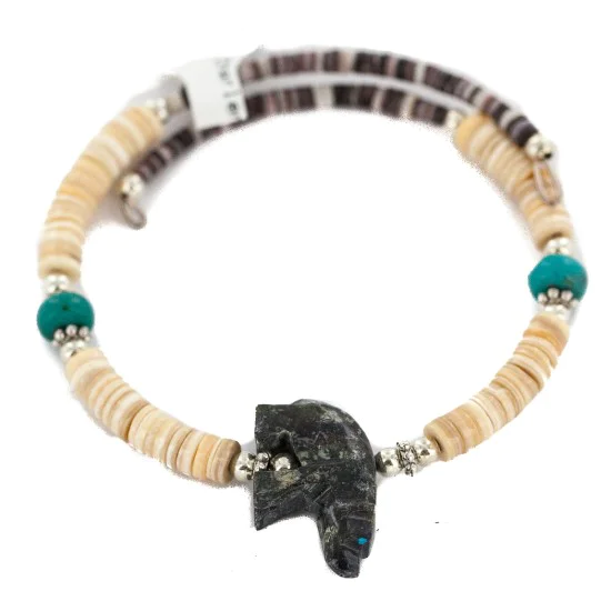 Navajo Natural Turquoise Heishi Jasper Native American Adjustable Wrap Bracelet 13135-2 Navajo Natural Turquoise Heishi Jasper Native American Adjustable Wrap Bracelet 13135-2