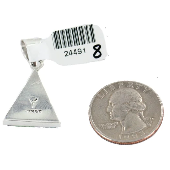 Navajo Triangle .925 Sterling Silver Natural Multicolor Real Handmade Native American Inlaid Pendant 24491-8 Navajo Triangle .925 Sterling Silver Natural Multicolor Real Handmade Native American Inlaid Pendant 24491-8