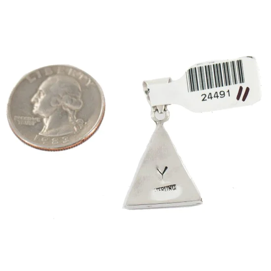 Navajo Triangle .925 Sterling Silver Natural Multicolor Real Handmade Native American Inlaid Pendant 24491-11 Navajo Triangle .925 Sterling Silver Natural Multicolor Real Handmade Native American Inlaid Pendant 24491-11