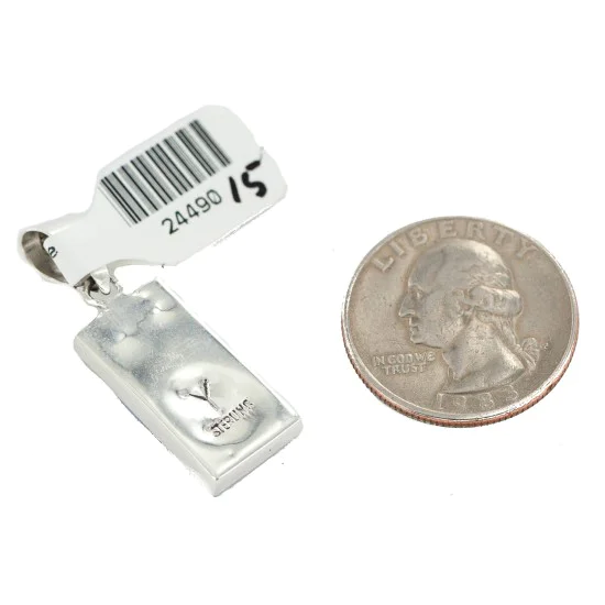 Navajo Rectangle .925 Sterling Silver Natural Multicolor Real Handmade Native American Inlaid Pendant 24490-15 Navajo Rectangle .925 Sterling Silver Natural Multicolor Real Handmade Native American Inlaid Pendant 24490-15