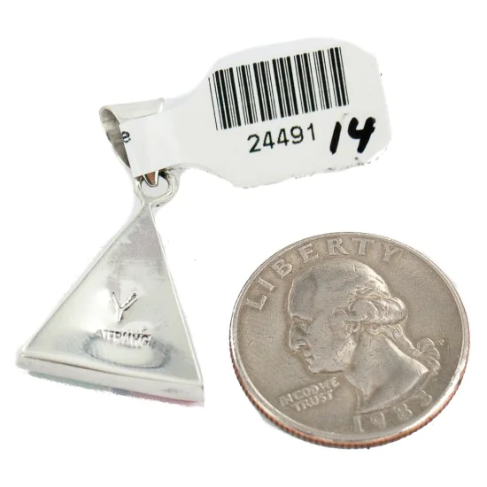 Navajo Triangle .925 Sterling Silver Natural Multicolor Real Handmade Native American Inlaid Pendant 24491-14 Navajo Triangle .925 Sterling Silver Natural Multicolor Real Handmade Native American Inlaid Pendant 24491-14