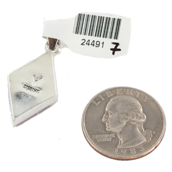 Navajo Rhombus .925 Sterling Silver Natural Multicolor Real Handmade Native American Inlaid Pendant 24491-7 Navajo Rhombus .925 Sterling Silver Natural Multicolor Real Handmade Native American Inlaid Pendant 24491-7