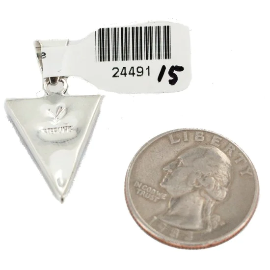 Triangle Navajo .925 Sterling Silver Natural Multicolor Real Handmade Native American Inlaid Pendant 24491-15 Triangle Navajo .925 Sterling Silver Natural Multicolor Real Handmade Native American Inlaid Pendant 24491-15