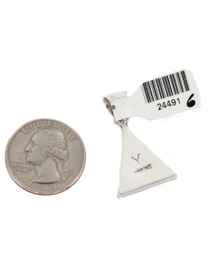 Triangle Navajo Certified Authentic .925 Sterling Silver Natural Multicolor Real Handmade Native American Inlaid Pendant 24491-6