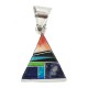 Certified Authentic Navajo Triangle .925 Sterling Silver Natural Multicolor Real Handmade Native American Inlaid Pendant 24491-2