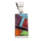 Rectangle Navajo .925 Sterling Silver Natural Multicolor Real Handmade Native American Inlaid Pendant 24490-13 Rectangle Navajo .925 Sterling Silver Natural Multicolor Real Handmade Native American Inlaid Pendant 24490-13