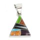 Certified Authentic Triangle Navajo .925 Sterling Silver Natural Multicolor Real Handmade Native American Inlaid Pendant 24491-3