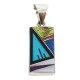 Navajo Rectangle .925 Sterling Silver Natural Multicolor Real Handmade Native American Inlaid Pendant 24490-15 Navajo Rectangle .925 Sterling Silver Natural Multicolor Real Handmade Native American Inlaid Pendant 24490-15