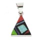 Navajo Certified Authentic Triangle .925 Sterling Silver Natural Multicolor Real Handmade Native American Inlaid Pendant 24491-11
