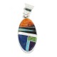 Navajo Oval Certified Authentic .925 Sterling Silver Natural Multicolor Real Handmade Native American Inlaid Pendant 24490-2