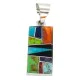 Navajo Rectangle .925 Sterling Silver Natural Multicolor Real Handmade Native American Inlaid Pendant 24490-17