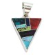 Navajo Triangle Certified Authentic .925 Sterling Silver Natural Multicolor Real Handmade Native American Inlaid Pendant 24491-4