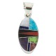 Oval Certified Authentic .925 Sterling Silver Navajo Natural Multicolor Real Handmade Native American Inlaid Pendant 24490-5