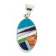 Oval Navajo Certified Authentic .925 Sterling Silver Natural Multicolor Real Handmade Native American Inlaid Pendant 24490-1