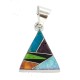 Triangle .925 Sterling Silver Certified Authentic Navajo Natural Multicolor Real Handmade Native American Inlaid Pendant 24491-18