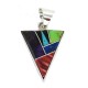 Triangle Navajo .925 Sterling Silver Certified Authentic Natural Multicolor Real Handmade Native American Inlaid Pendant 24491-12