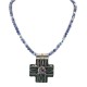 Cross .925 Sterling Silver Nickel Handmade Certified Authentic Navajo Natural Turquoise Lapis Native American Necklace 18224-4-15786-102