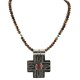 Cross .925 Sterling Silver Nickel Handmade Certified Authentic Navajo Natural Turquoise Tigers Eye Coral Native American Necklace 18224-2-15786-101