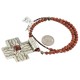 Cross .925 Sterling Silver Nickel Handmade Certified Authentic Navajo Natural Turquoise Goldstone Coral Native American Necklace 18224-3-15786