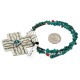 Cross .925 Sterling Silver Nickel Handmade Certified Authentic Navajo Natural Turquoise Coral Native American Necklace 18224-6-15917-15