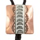 Certified Authentic Handmade Navajo Leather Pure Copper and Nickel Native American Bolo Tie 24489-3