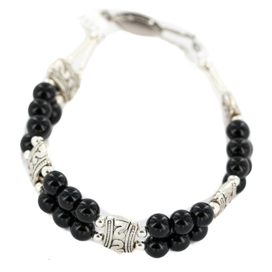 Certified Authentic Navajo Natural Black Onyx Native American Bracelet 1301-4 Certified Authentic Navajo Natural Black Onyx Native American Bracelet 1301-4