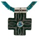 Cross .925 Sterling Silver Nickel Handmade Certified Authentic Navajo Natural Turquoise Native American Necklace 18224-5-18209