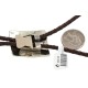 Handmade Certified Authentic Feather Navajo Leather Nickel Natural Turquoise Native American Bolo Tie 24488-4