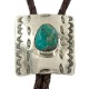 Handmade Certified Authentic Feather Navajo Leather Nickel Natural Turquoise Native American Bolo Tie 24488-4