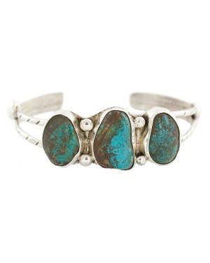 Handmade Certified Authentic Navajo .925 Sterling Silver Nuggets Natural Turquoise Native American Bracelet 1302 Handmade Certified Authentic Navajo .925 Sterling Silver Nuggets Natural Turquoise Native American Bracelet 1302