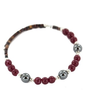 Navajo Certified Authentic Natural Hematite Heishi Jasper Native American Adjustable Wrap Bracelet 1301-1