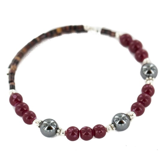 Navajo Certified Authentic Natural Hematite Heishi Jasper Native American Adjustable Wrap Bracelet 1301-1