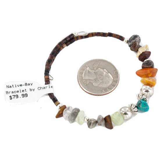 Navajo Certified Authentic Natural Turquoise Heishi Multicolor Native American Adjustable Wrap Bracelet 13139-8 Navajo Certified Authentic Natural Turquoise Heishi Multicolor Native American Adjustable Wrap Bracelet 13139-8