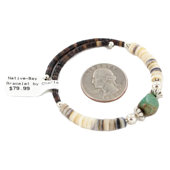 Navajo Certified Authentic Natural Turquoise Heishi Native American Adjustable Wrap Bracelet 13139-4