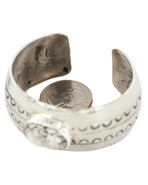 Certified Authentic Navajo Handmade Natural White Buffalo Native American Nickel Bracelet 13137-1