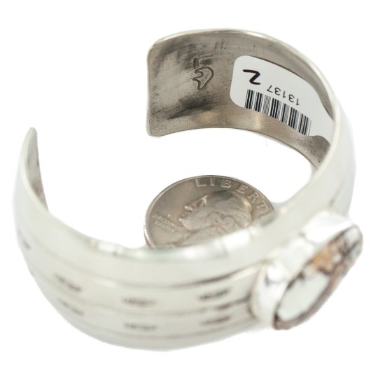 Handmade Certified Authentic Navajo Natural White Buffalo Native American Nickel Bracelet 13137-20