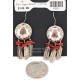 Certified Authentic Handmade .925 Sterling Silver Navajo Dream Catcher Coral Native American Dangle Earrings 17571