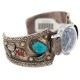 .925 Sterling Silver Handmade Certified Authentic Signed Navajo Natural Turquoise Coral Native American Watchband 11111