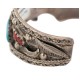 .925 Sterling Silver Handmade Certified Authentic Signed Navajo Natural Turquoise Coral Native American Watchband 11111
