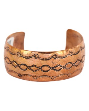 Certified Authentic Handmade Navajo Native American Pure Copper Bracelet 12700-2