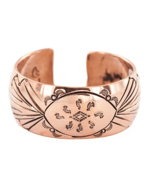 Certified Authentic Navajo Handmade Kokopelli Native American Pure Copper Bracelet 13136-2