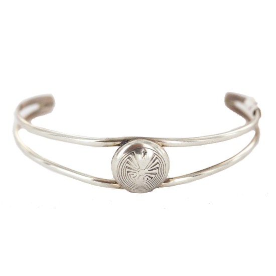 Handmade Certified Authentic Mae Peshlakei Navajo .925 Sterling Silver Native American Baby Bracelet 12442-100 Handmade Certified Authentic Mae Peshlakei Navajo .925 Sterling Silver Native American Baby Bracelet 12442-100
