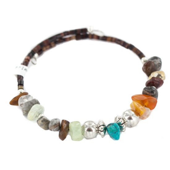 Navajo Certified Authentic Natural Turquoise Heishi Multicolor Native American Adjustable Wrap Bracelet 13139-8 Navajo Certified Authentic Natural Turquoise Heishi Multicolor Native American Adjustable Wrap Bracelet 13139-8