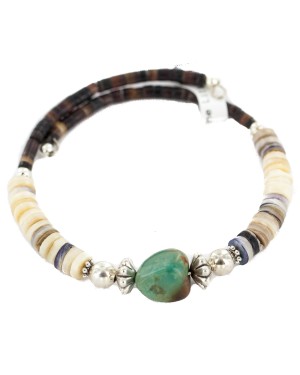 Navajo Certified Authentic Natural Turquoise Heishi Native American Adjustable Wrap Bracelet 13139-4