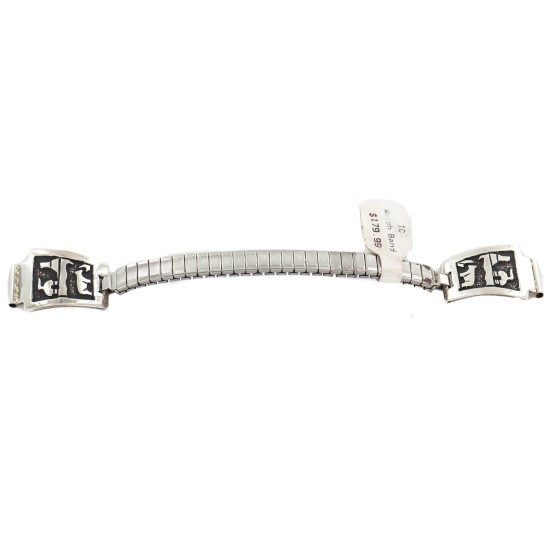 Storyteller .925 Sterling Silver Handmade Certified Authentic Navajo Natural Native American Watchband 11121-2
