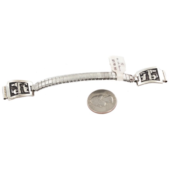 Storyteller .925 Sterling Silver Handmade Certified Authentic Navajo Natural Native American Watchband 11121-2