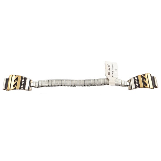 Wave 12kt Gold Filled and .925 Sterling Silver Handmade Certified Authentic Navajo Natural Native American Watchband 11120-1