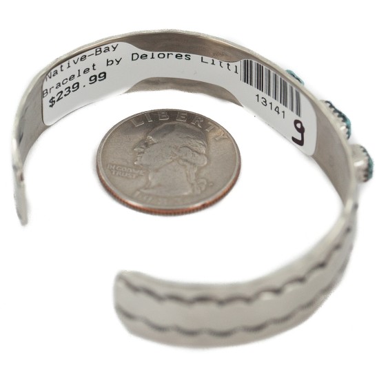 Certified Authentic Handmade Navajo Natural Turquoise Native American Nickel Bracelet 13141-9